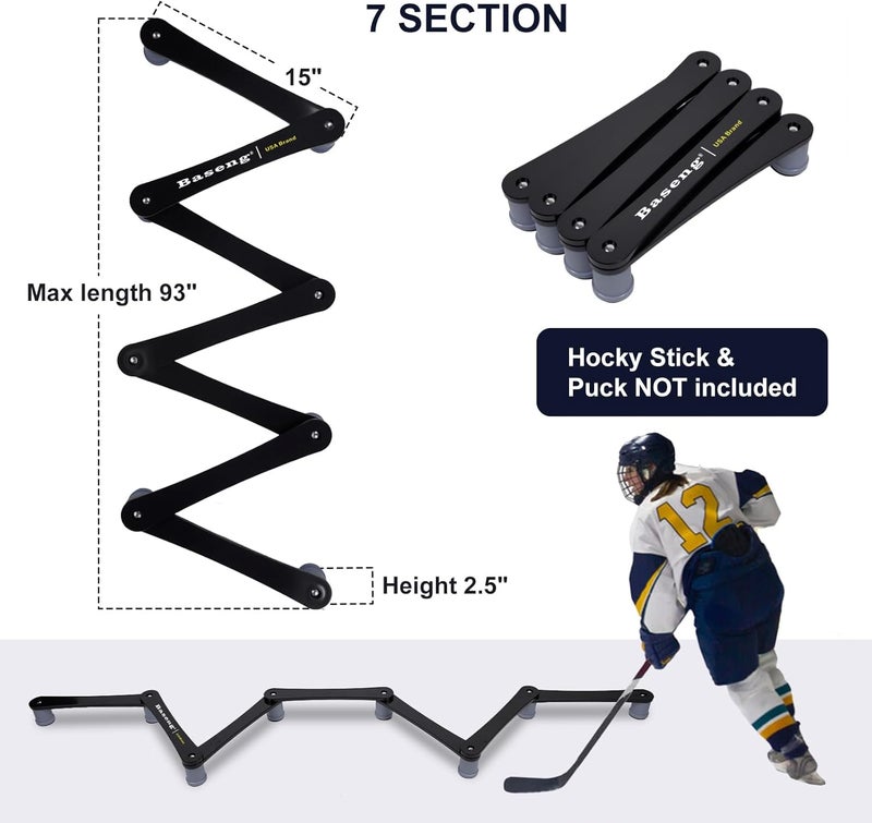 Baseng Hockey Stick Handling Trainer | Adjustable Hockey Training Equipment for Puck Control, Hand-Eye Coordination & Reaction Time | Portable On/Off Ice Trainer for All Ages,5/7 Sections - Image 4